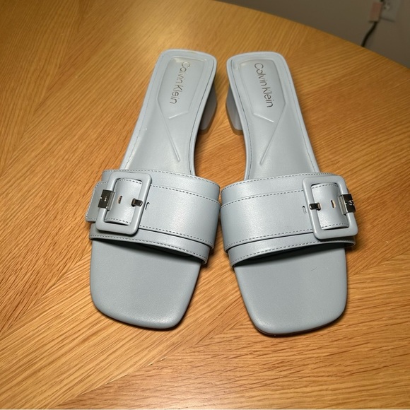 Calvin Klein Light Blue Ariella Block Heel Sandals - Picture 3 of 5